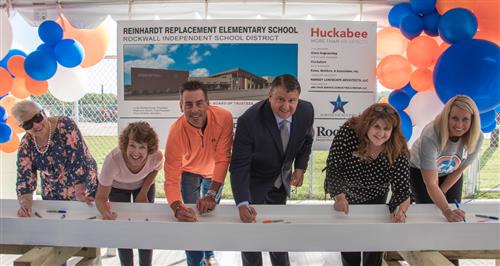 Rockwall ISD Holds Beam-Signing Ceremony for Virginia Reinhardt Elementary School 